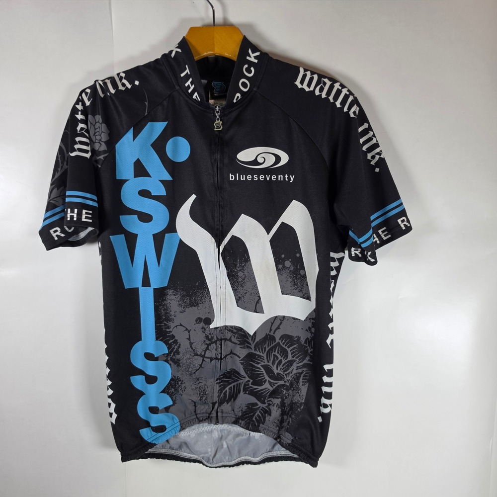 Squadra K-Swiss Blueseventy Cycling Jersey Kids Large Black Time To Rock Zip Up